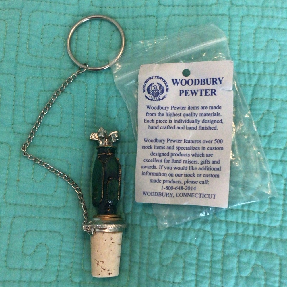 Woodbury Pewter - Cork Bottle Stopper Keychain - Golf Theme